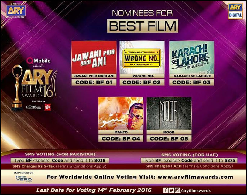 ARY Film Awards 2016: Nominees For The Best Film