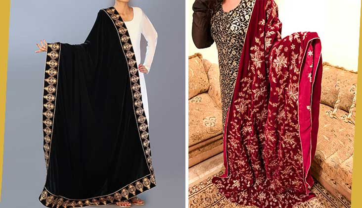 Embroidered Velvet shawls